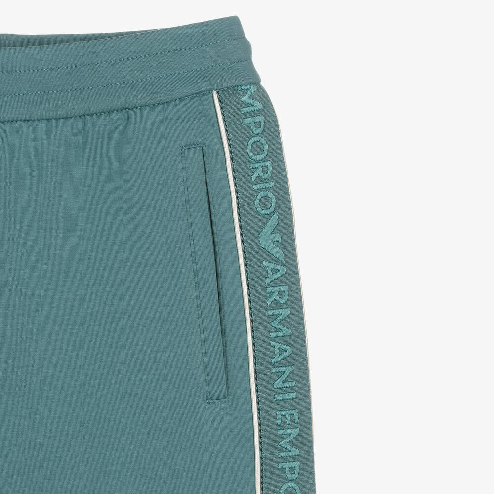 Emporio Armani-Teen Boys Green Logo Tape Joggers | Childrensalon Outlet