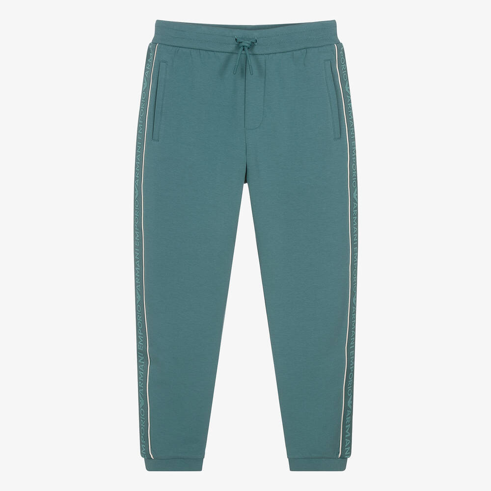 Emporio Armani-Teen Boys Green Logo Tape Joggers | Childrensalon Outlet
