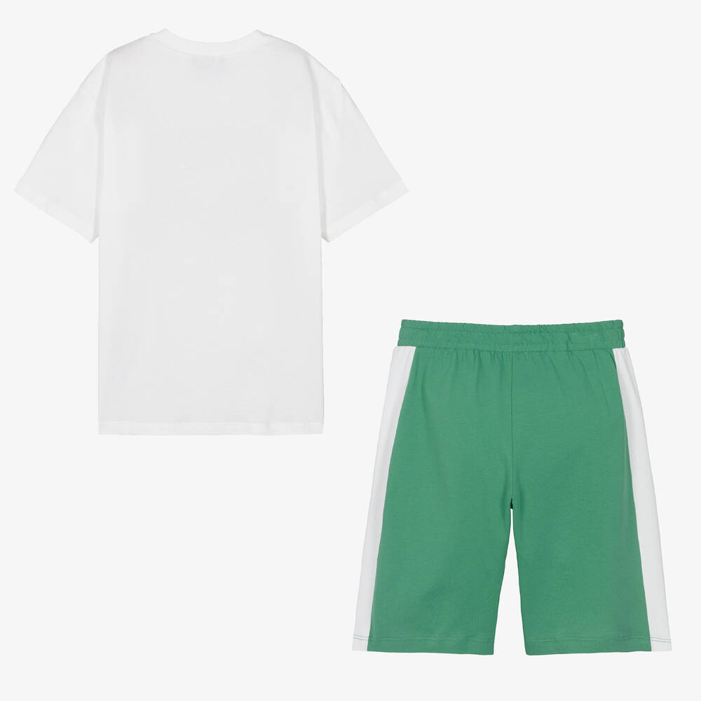 Emporio Armani-Teen Boys Green Sketch Logo Shorts Set | Childrensalon Outlet