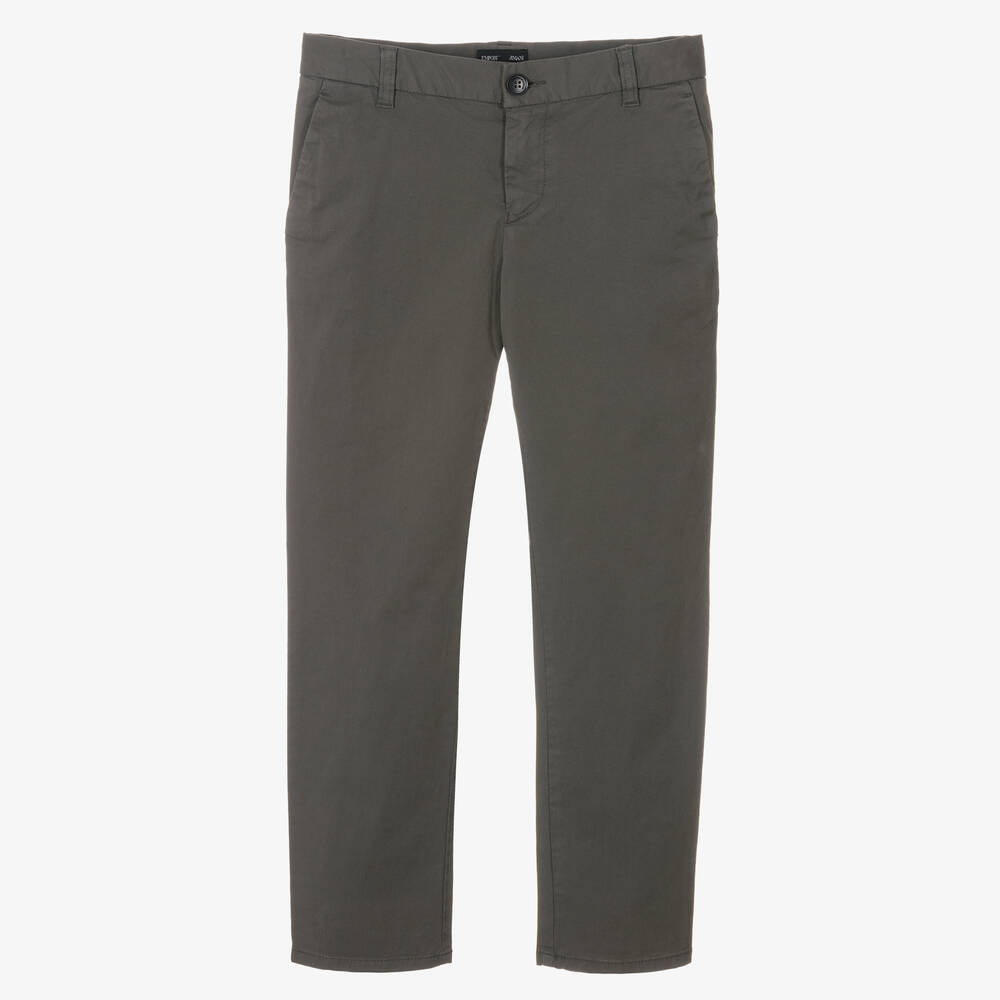 Emporio Armani-Teen Boys Grey Chino Trousers | Childrensalon Outlet