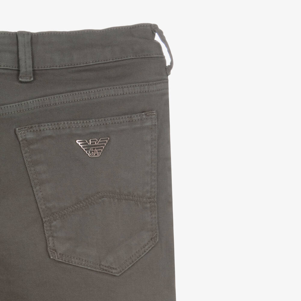 Emporio Armani-Teen Boys Grey Cotton Slim Jeans | Childrensalon Outlet
