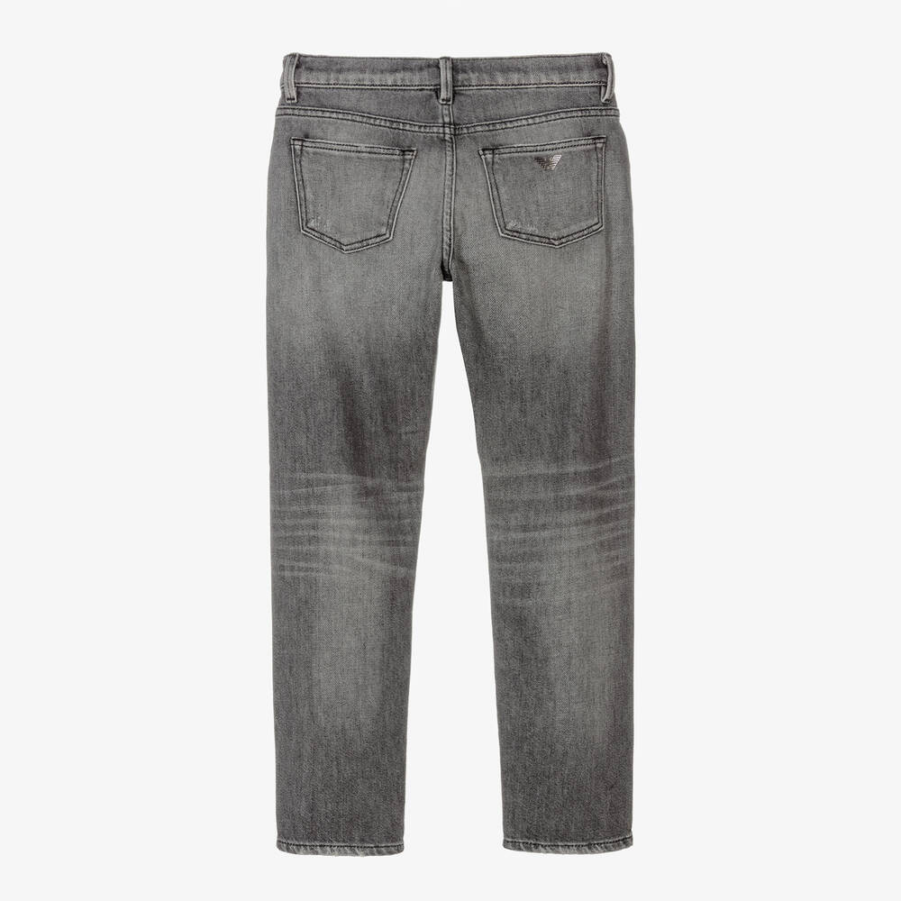 Emporio Armani-Teen Boys Grey Denim Regular Jeans | Childrensalon Outlet