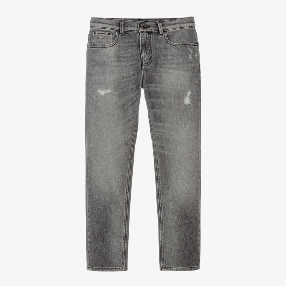 Emporio Armani - Teen Boys Grey Denim Regular Jeans | Childrensalon