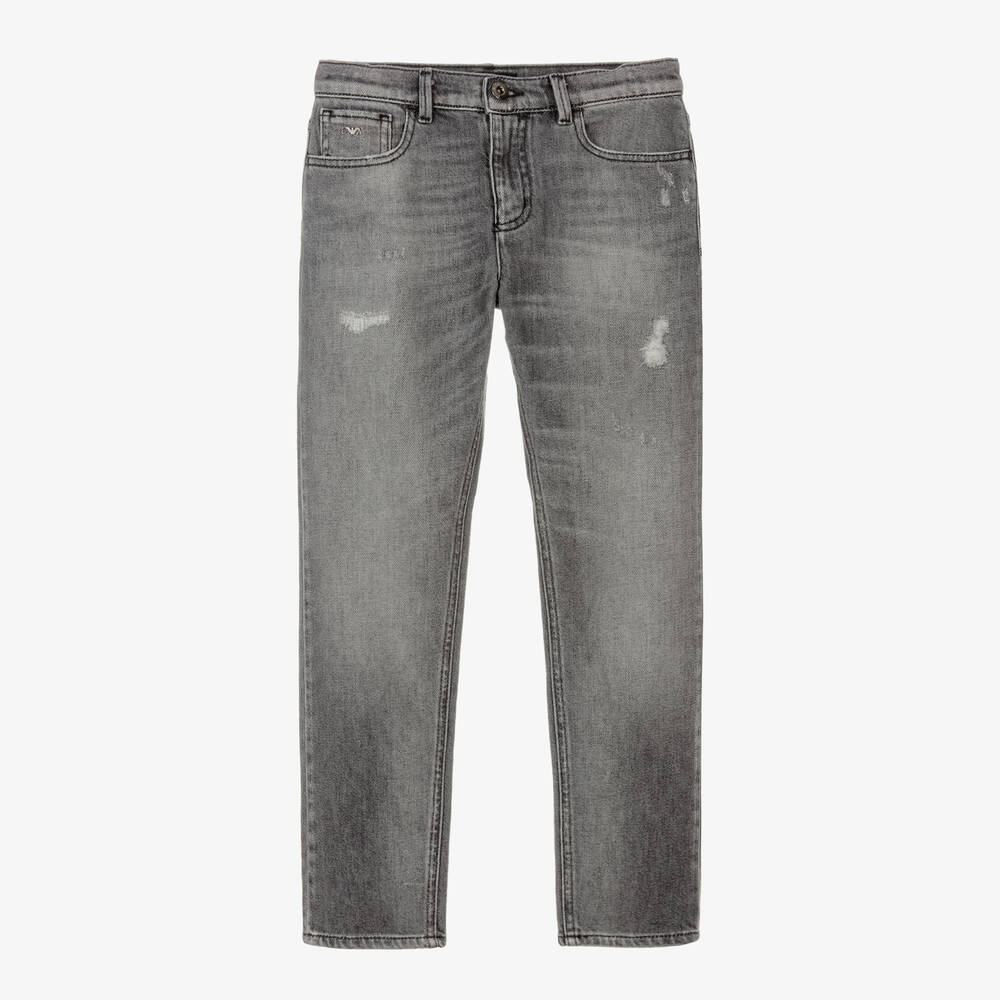 Emporio Armani Teen Boys Grey Denim Regular Jeans Childrensalon Outlet