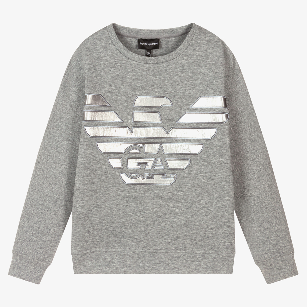 Emporio Armani - Teen Boys Grey Logo Sweatshirt | Childrensalon