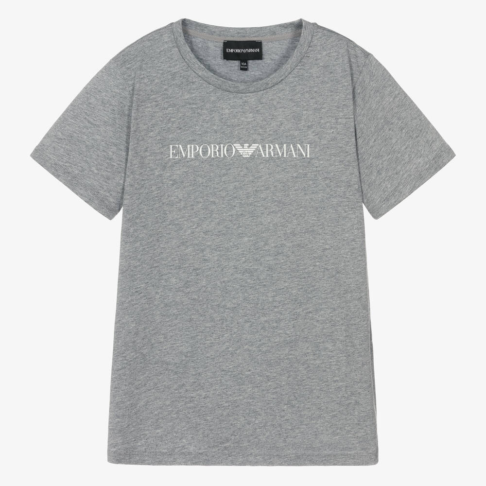Emporio Armani - T-shirt gris à logo ado garçon | Childrensalon