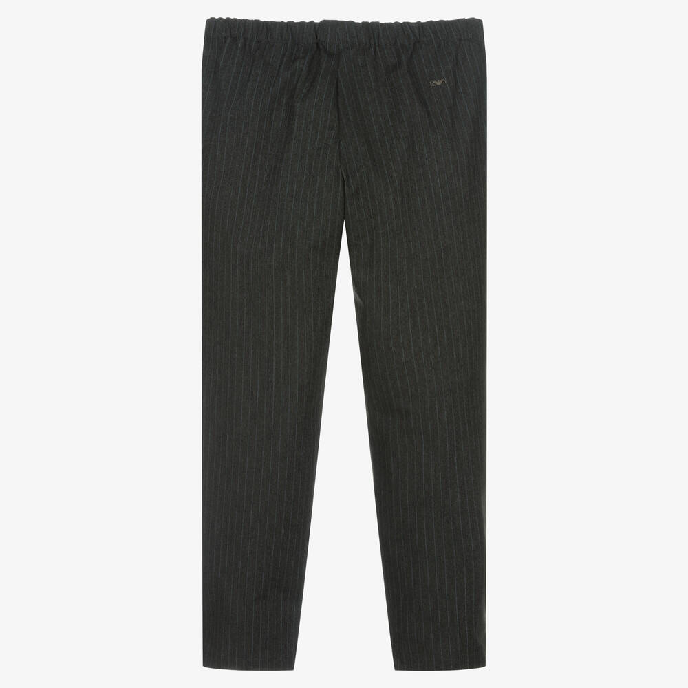 Emporio Armani-Teen Boys Grey Pinstripe Trousers | Childrensalon Outlet
