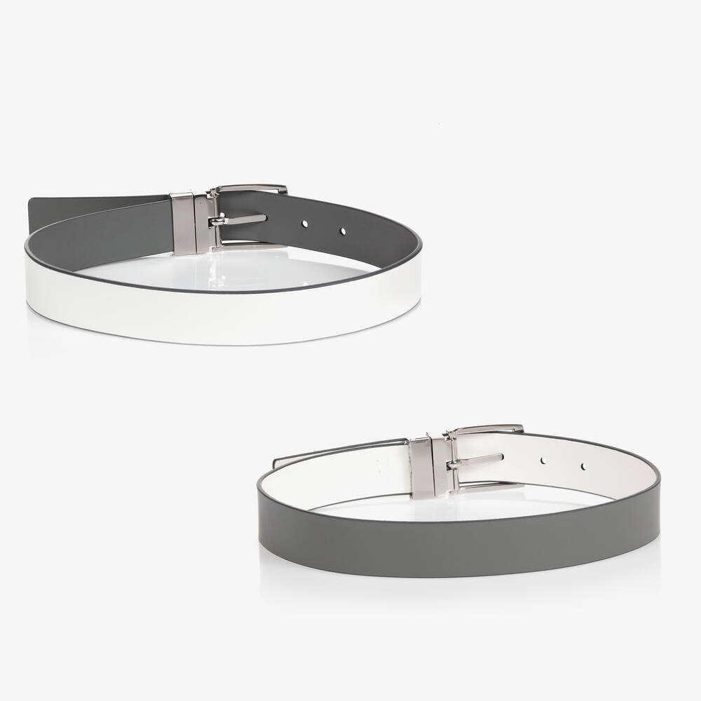 Emporio Armani-Teen Boys Grey Reversible Belt  | Childrensalon Outlet