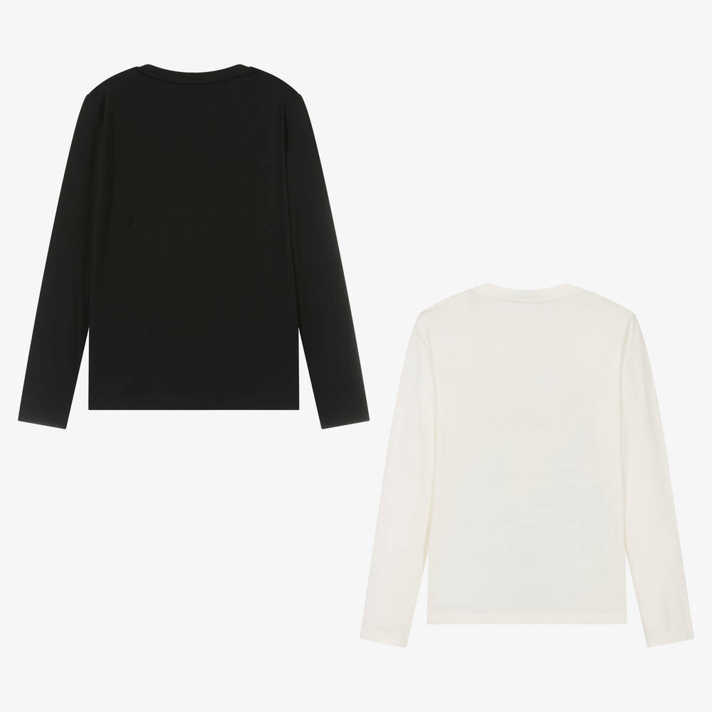 Emporio Armani-Teen Boys Ivory & Black Tops (2 Pack) | Childrensalon Outlet