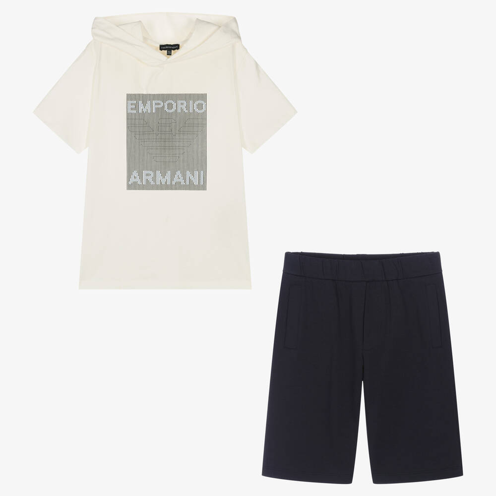 Emporio Armani - Ensemble short ivoire et bleu ado | Childrensalon