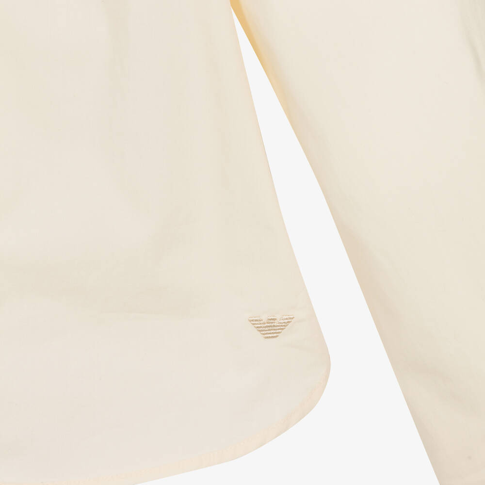 إمبوريو أرماني-قميص بلا ياقة قطن لون عاجي للمراهقين | Childrensalon Outlet