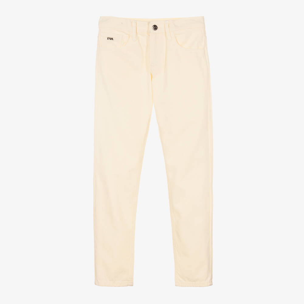 Emporio Armani - Teen Boys Ivory Cotton Denim Jeans | Childrensalon