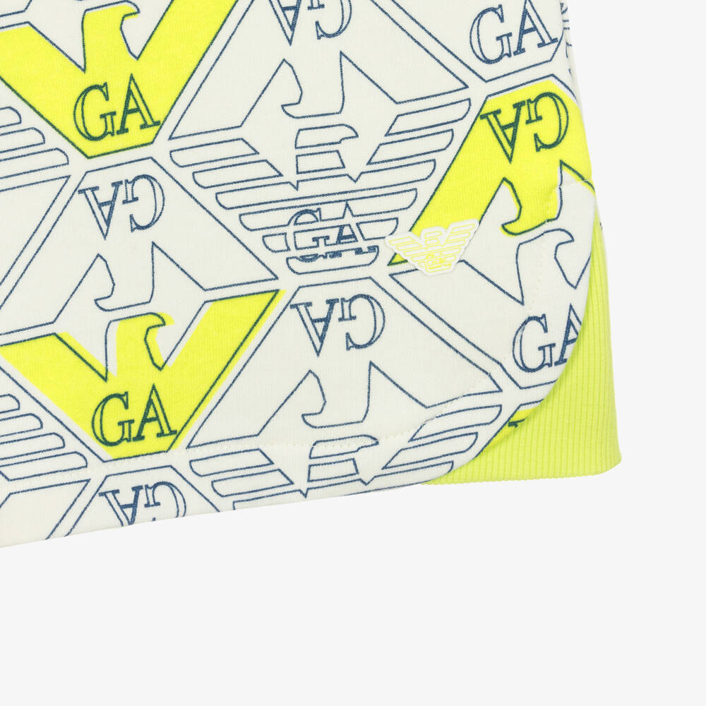 إمبوريو أرماني-شورت بطبعة النسر قطن لون عاجي للمراهقين | Childrensalon Outlet