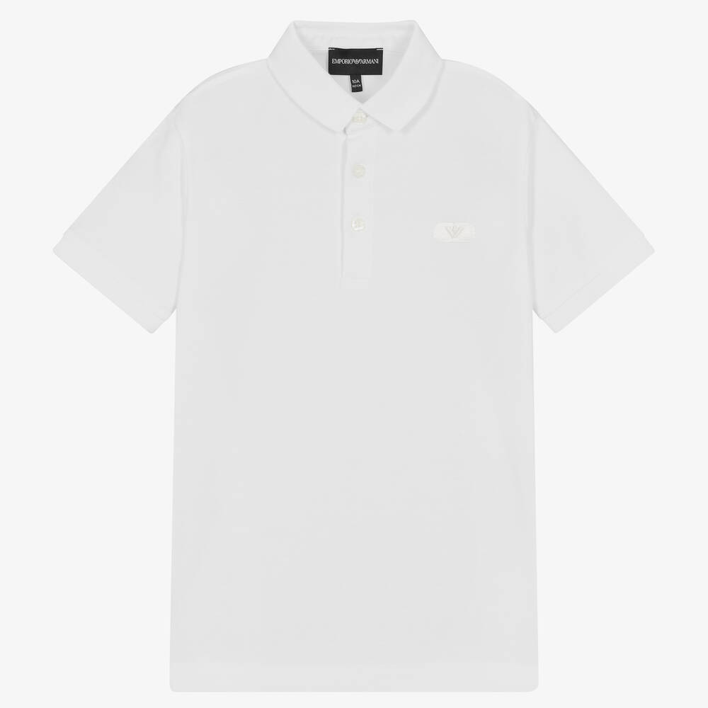 Emporio Armani - Teen Boys Ivory Cotton Polo Shirt | Childrensalon
