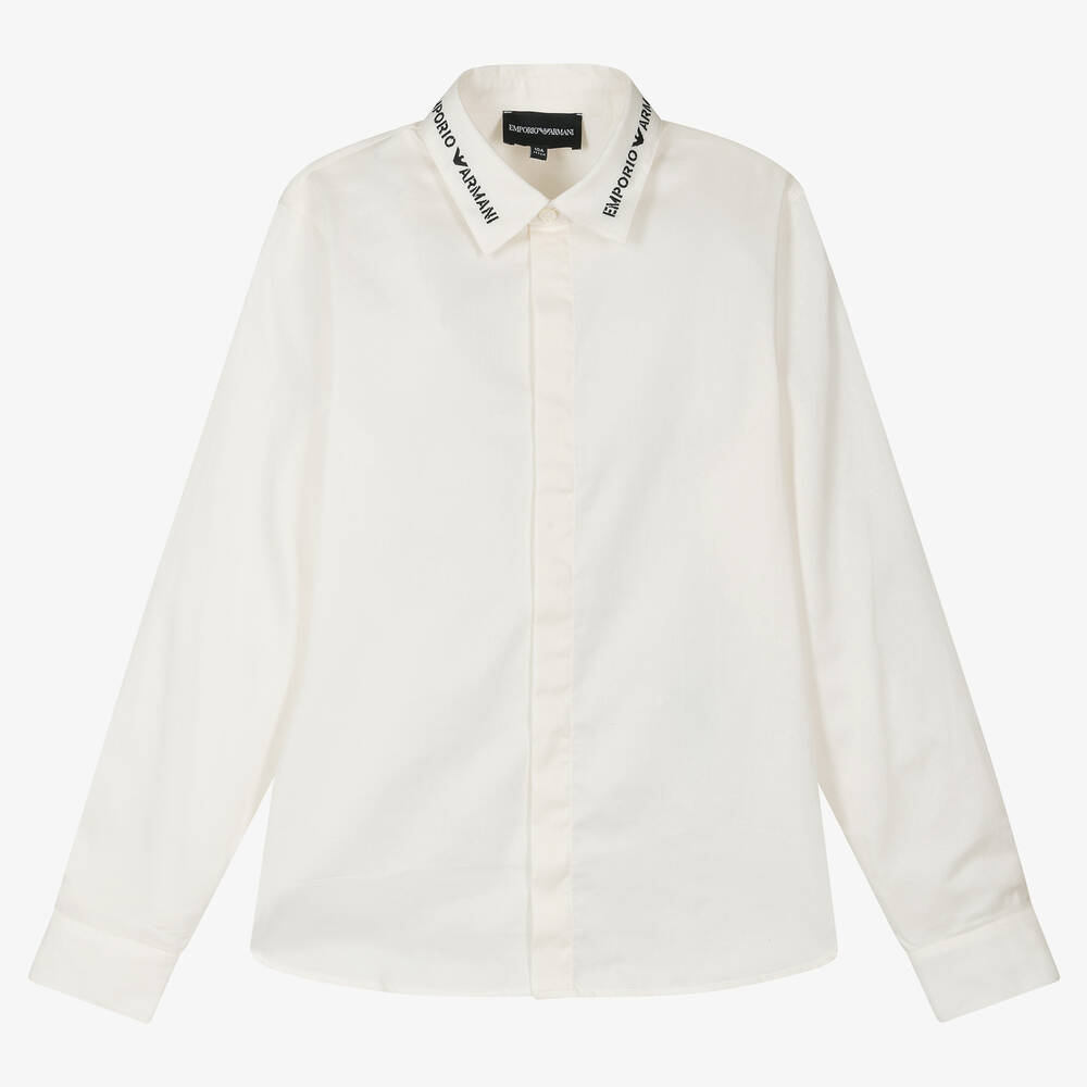 Emporio Armani - Chemise ivoire en coton ado garçon | Childrensalon