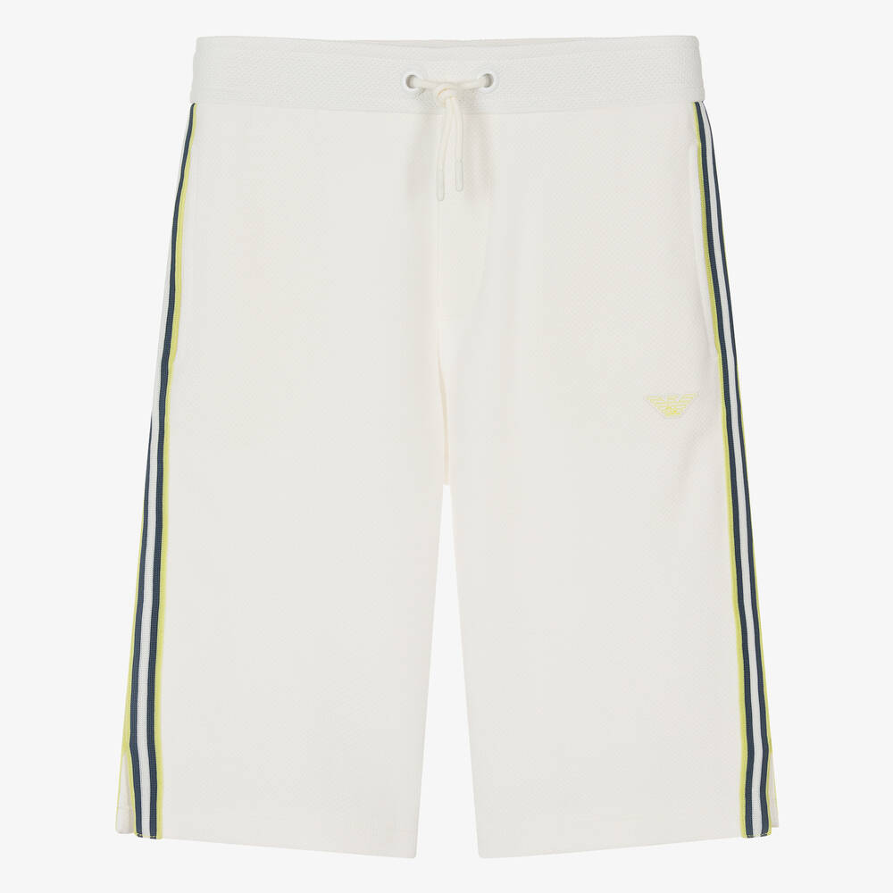 Emporio Armani-Teen Boys Ivory EA Crew Cotton Shorts | Childrensalon Outlet