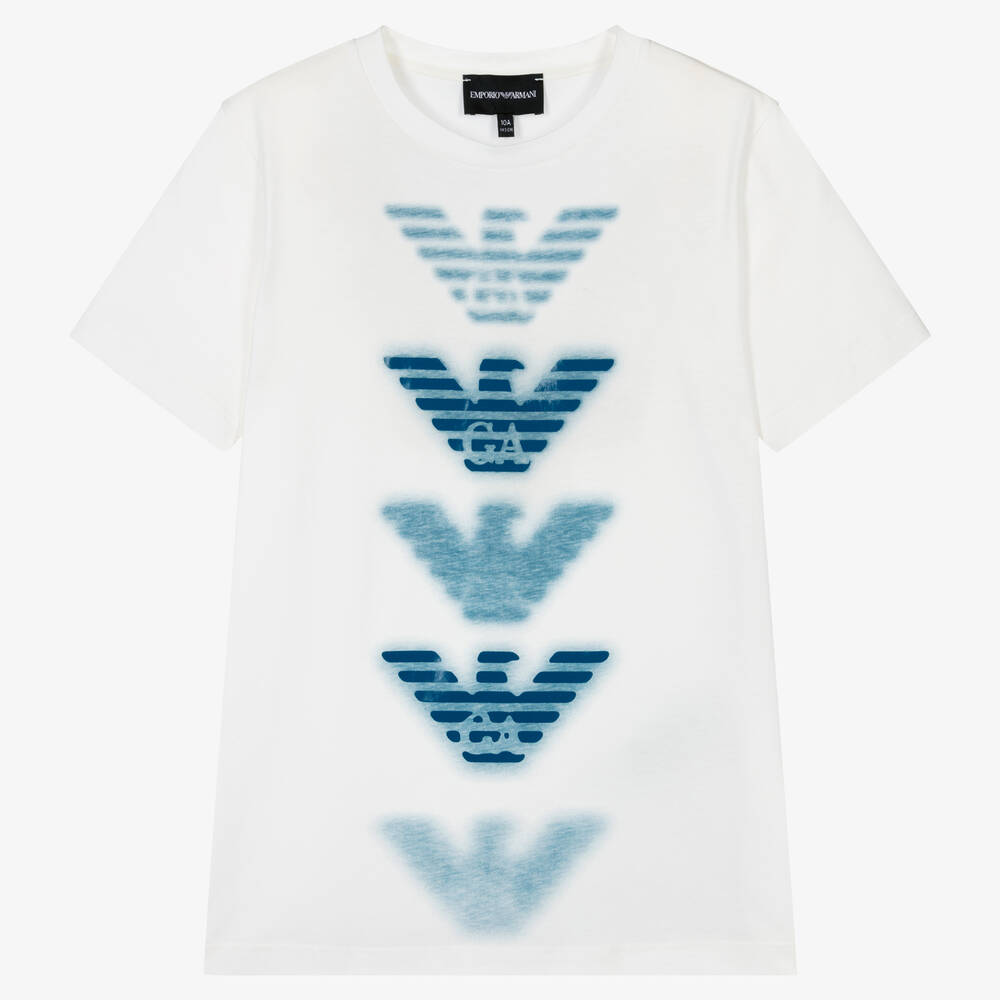 Emporio Armani - Teen Boys Ivory Organic Cotton T-Shirt | Childrensalon