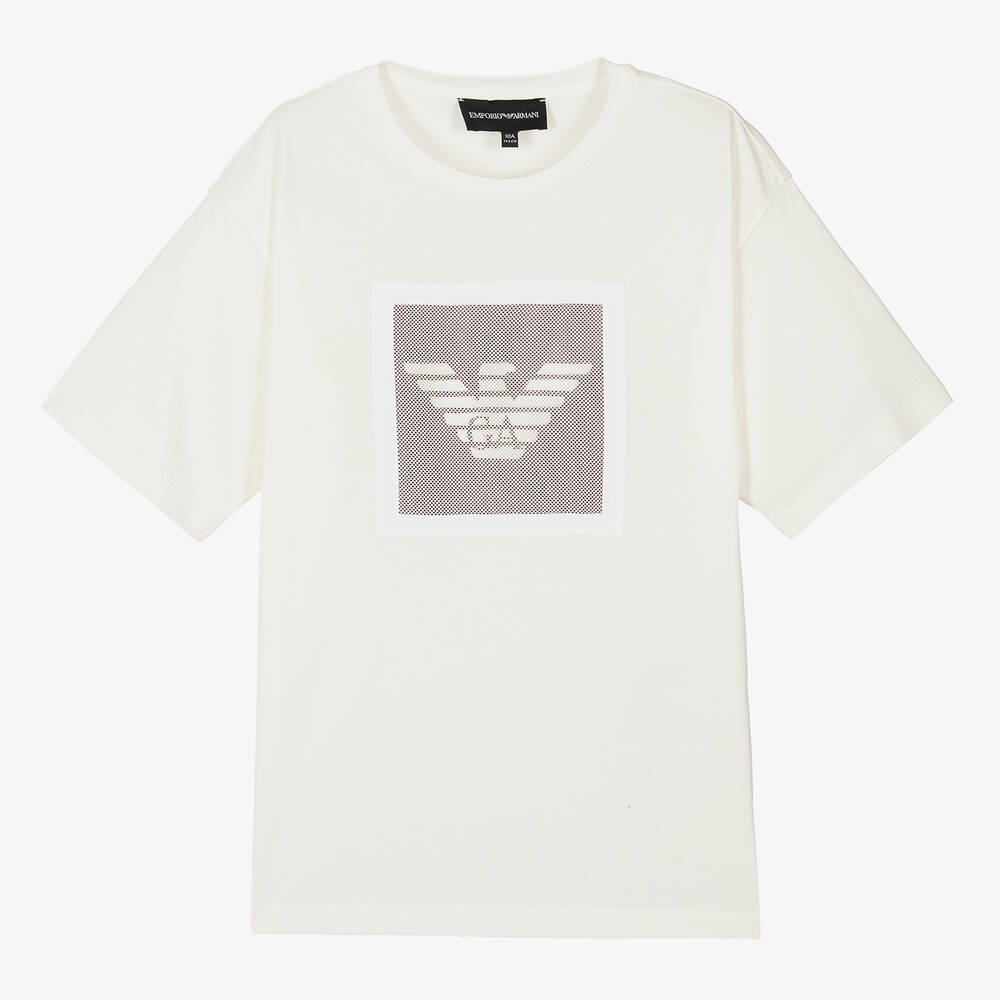 Emporio Armani - Teen Boys Ivory & Red Eagle T-Shirt | Childrensalon