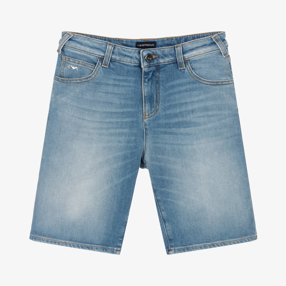 Emporio Armani - Teen Boys Light Blue Denim Shorts | Childrensalon