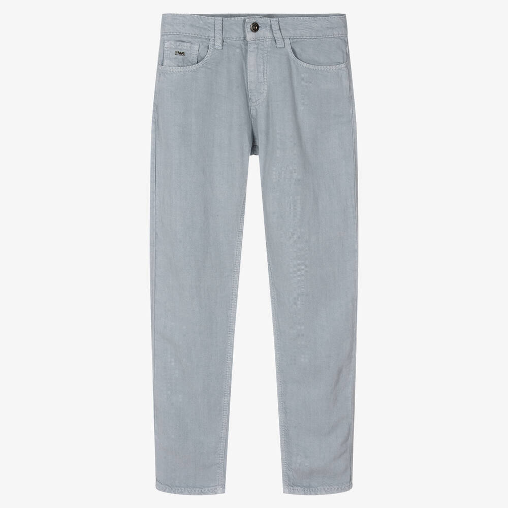 Emporio Armani - Teen Boys Light Blue Linen Trousers | Childrensalon