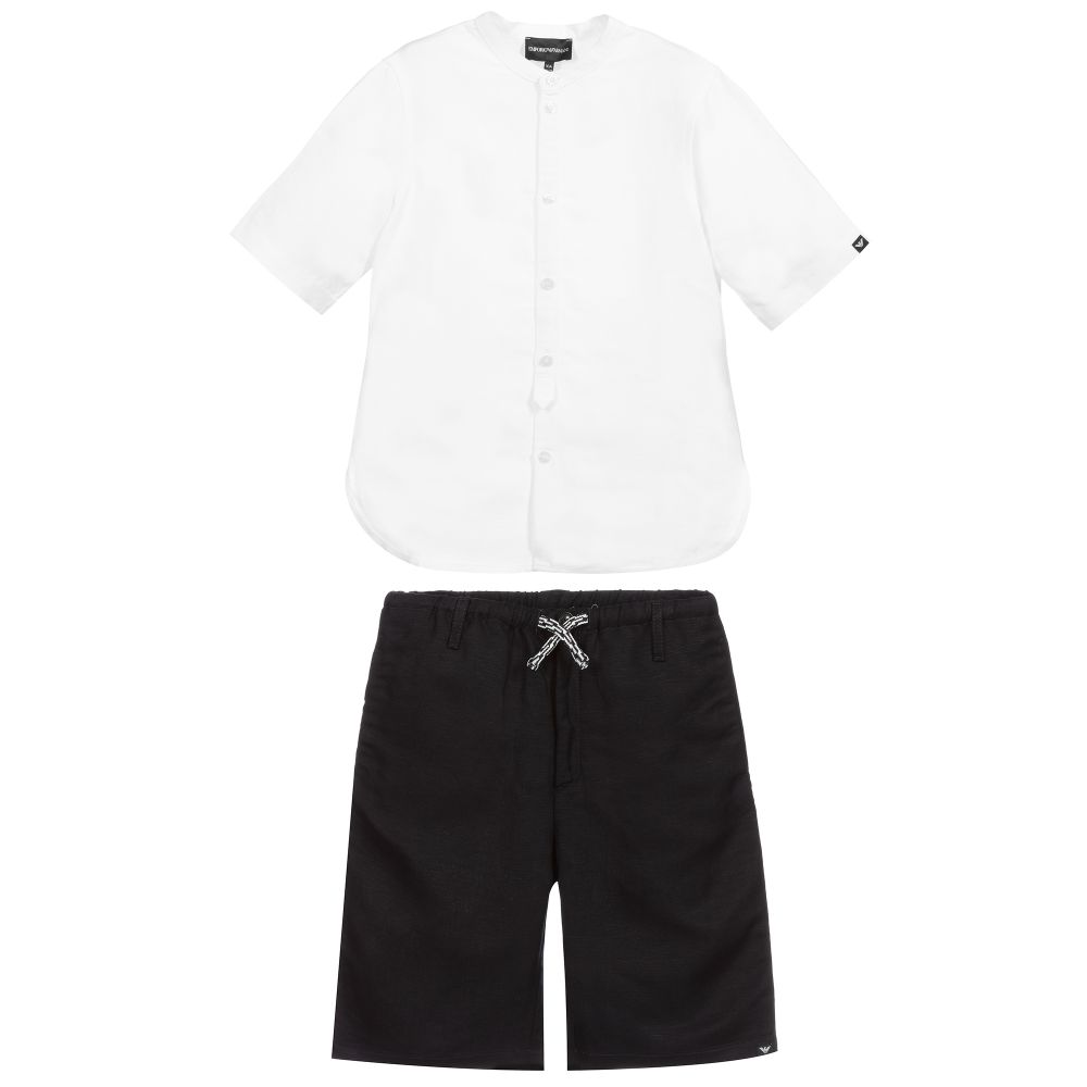 Emporio Armani - Teen Boys Linen Shorts Set | Childrensalon