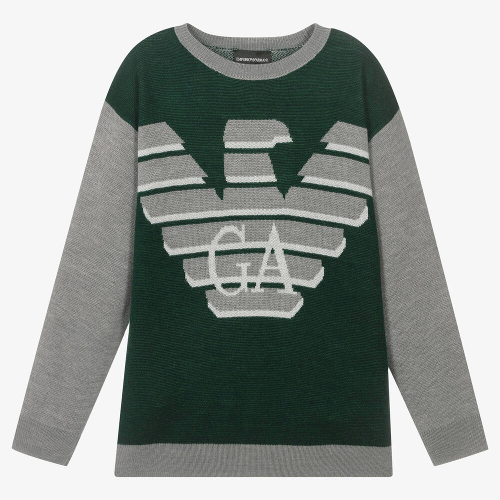 Emporio Armani 80s Cut And Sewn Waffle Knit Graphic Jumper