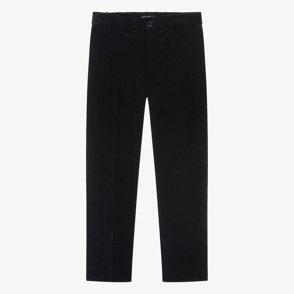Emporio Armani-بنطلون تينز ولادي قطن كوردروي لون كحلي | Childrensalon Outlet