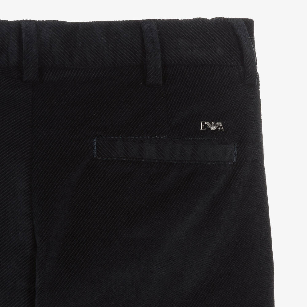Emporio Armani-Teen Boys Navy Blue Corduroy Trousers | Childrensalon Outlet