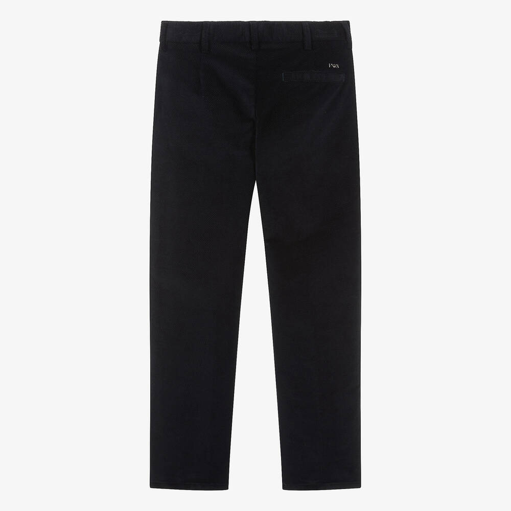 Emporio Armani-Teen Boys Navy Blue Corduroy Trousers | Childrensalon Outlet