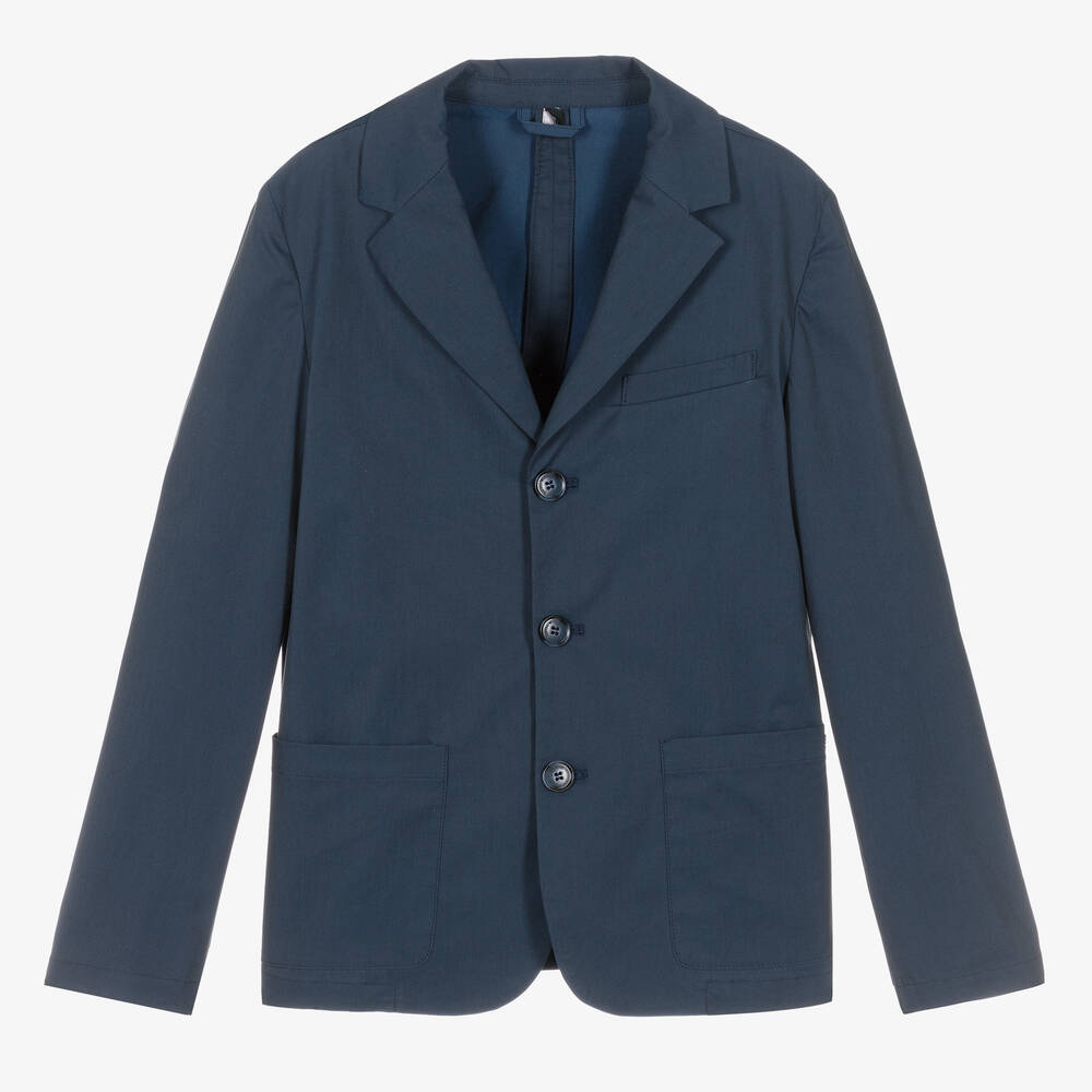 Emporio Armani-Teen Boys Navy Blue Cotton Blazer | Childrensalon Outlet