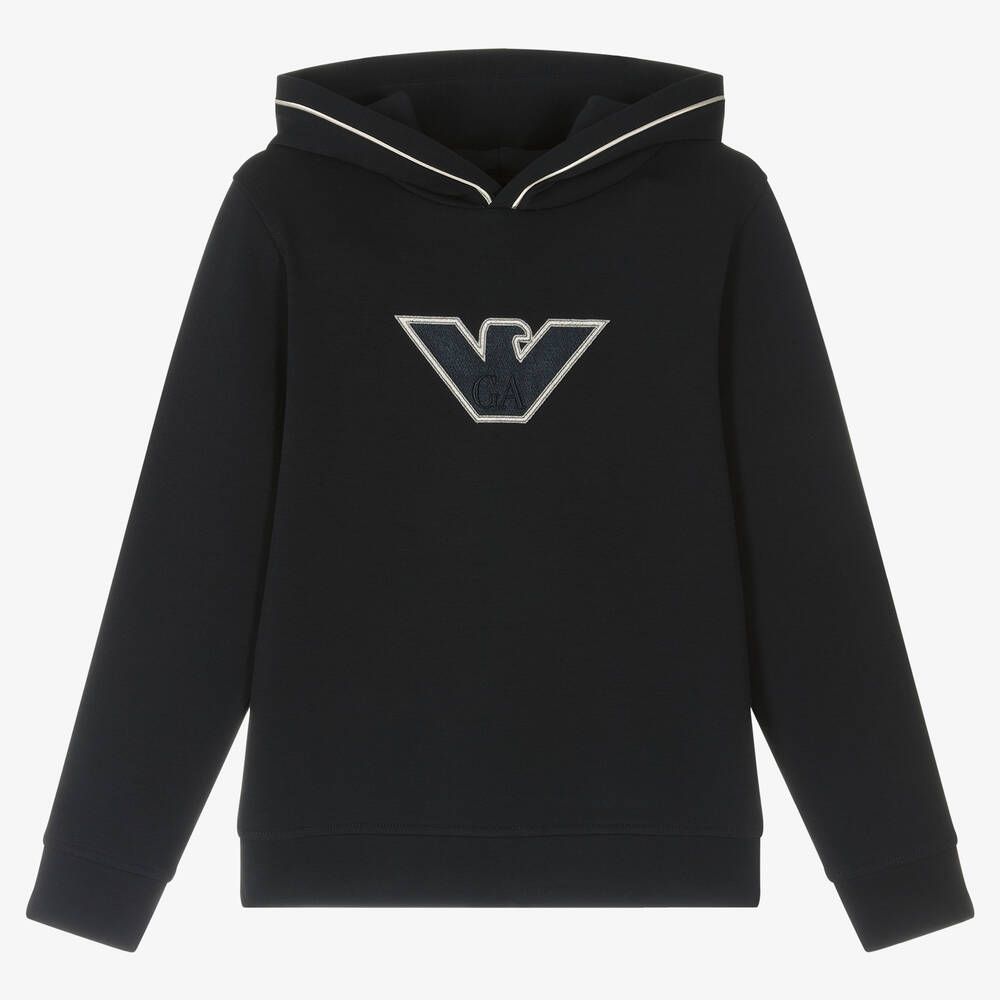 Emporio Armani - Navyblauer Adler-Baumwoll-Hoodie | Childrensalon