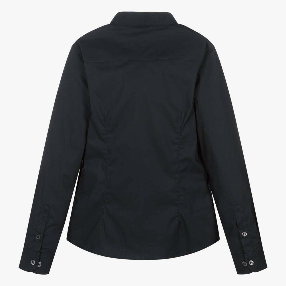 Emporio Armani-Teen Boys Navy Blue Cotton Eagle Shirt | Childrensalon Outlet