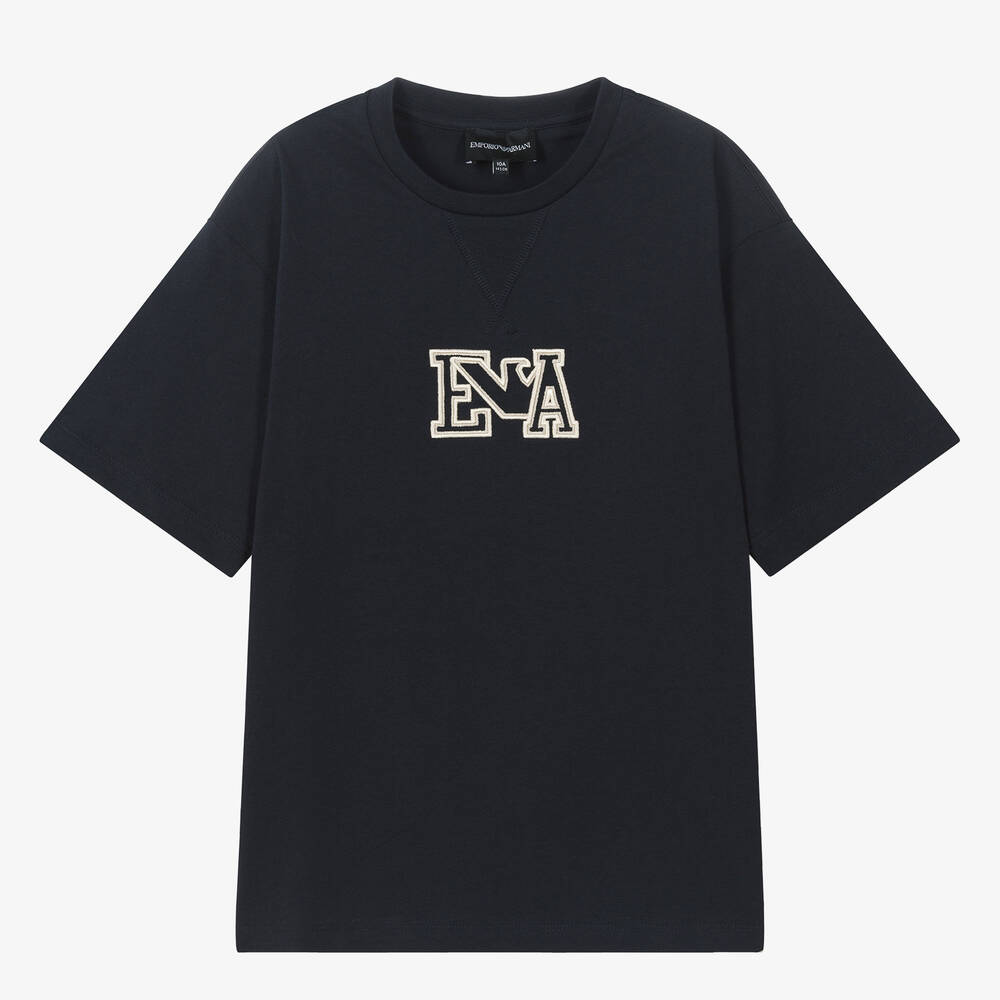 Emporio Armani Teen Boys Navy Blue Cotton Eagle TShirt