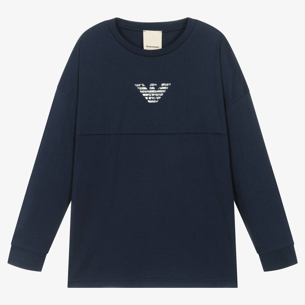 Emporio Armani-توب تينز ولادي قطن عضوي لون كحلي | Childrensalon Outlet