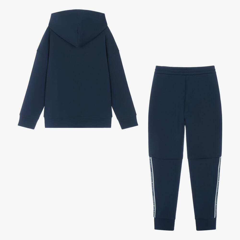 Emporio Armani Teen Boys Navy Blue Cotton Tracksuit Childrensalon Outlet