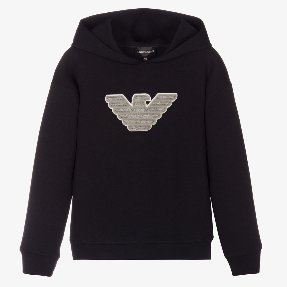 Emporio Armani - Teen Boys Navy Blue Hoodie | Childrensalon