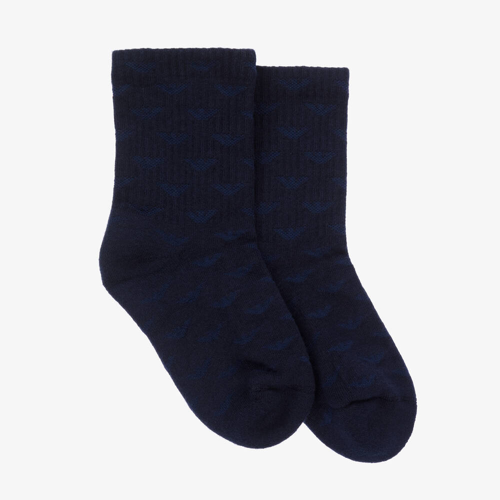 Emporio Armani - Синие носки в технике интарсия | Childrensalon