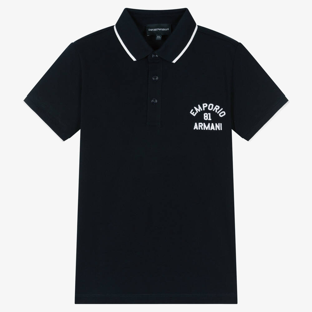 Emporio Armani - Polo bleu marine ado garçon | Childrensalon