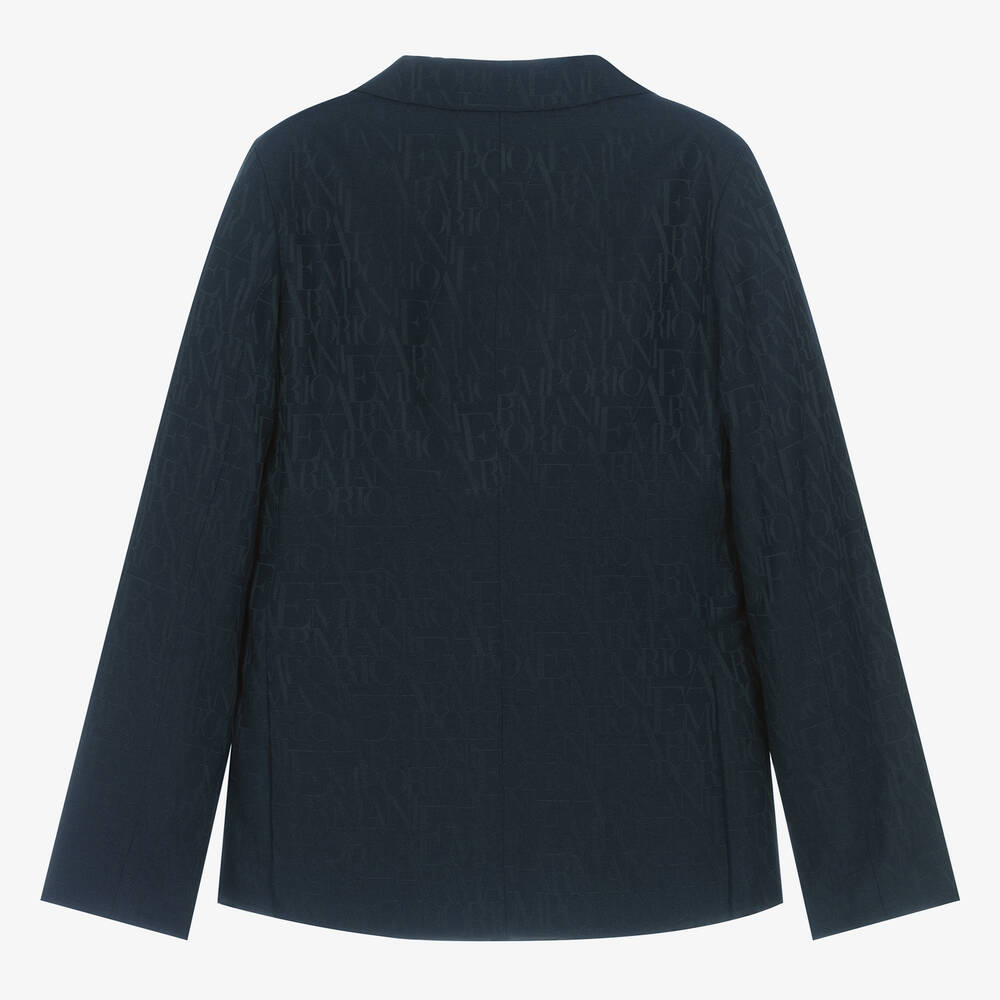 Emporio Armani-Синий блейзер с монограммой для мальчиков | Childrensalon Outlet