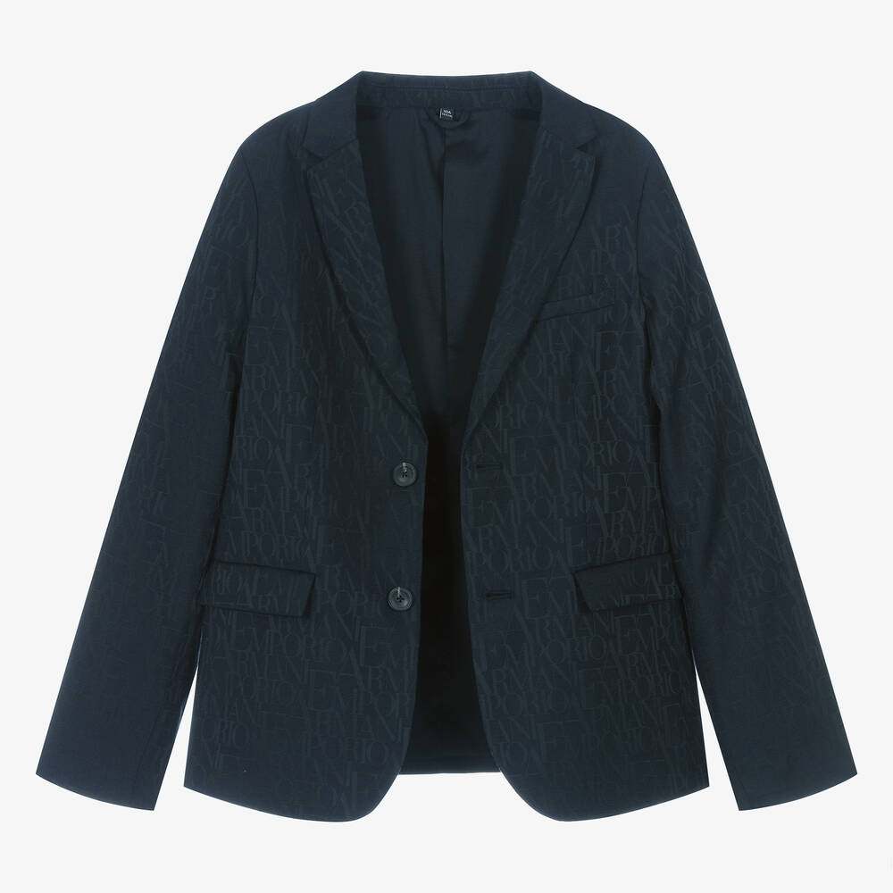 Emporio Armani-Синий блейзер с монограммой для мальчиков | Childrensalon Outlet