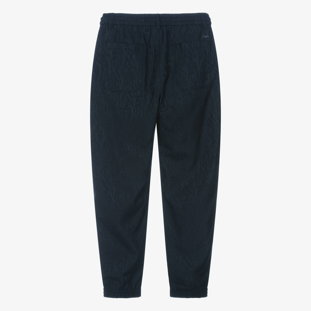 Emporio Armani-Синие брюки с монограммой для мальчиков | Childrensalon Outlet