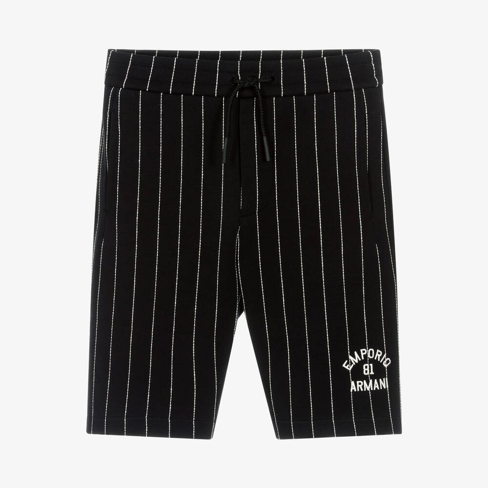 Emporio Armani - Teen Boys Navy Blue Pin Stripe Cotton Shorts | Childrensalon