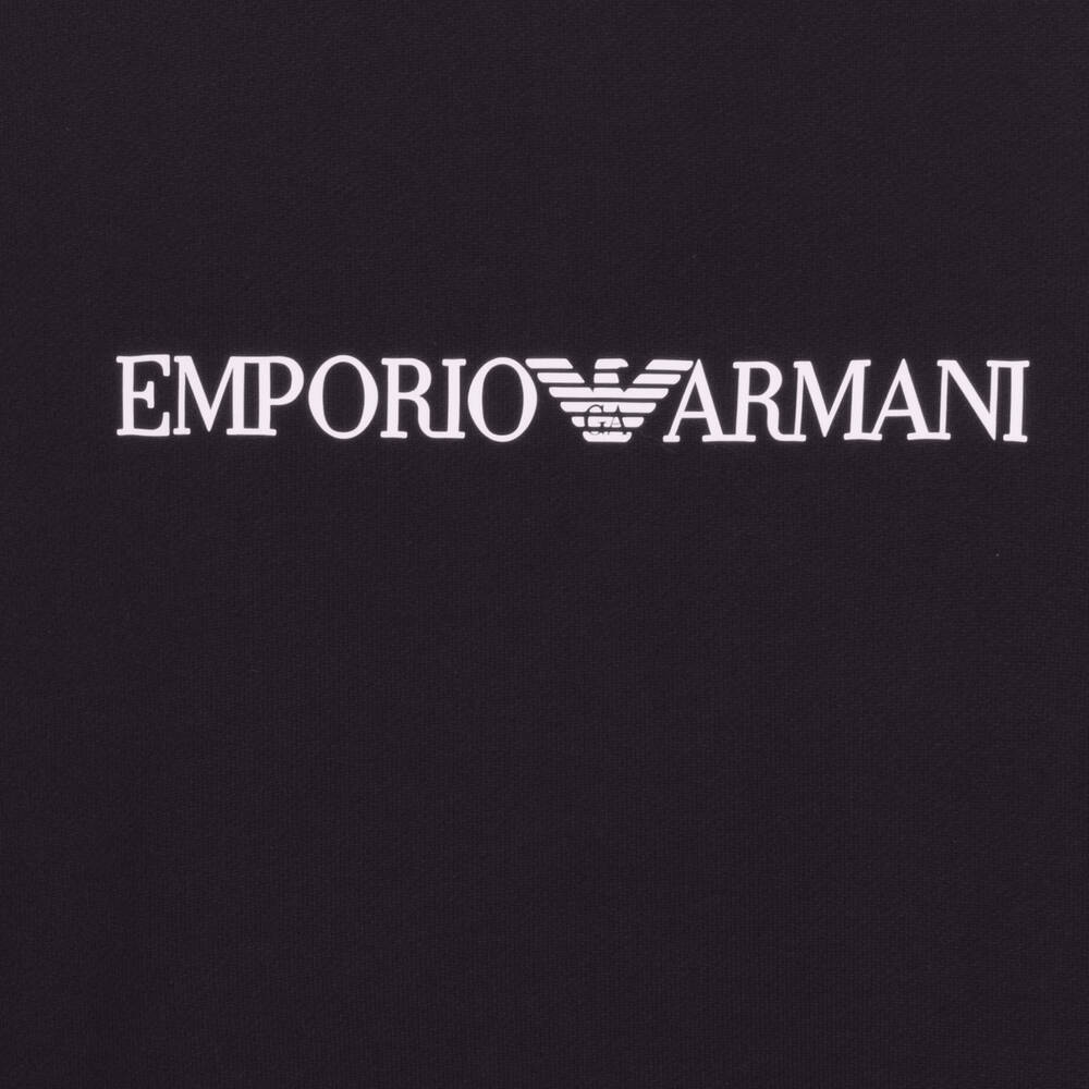 إEmporio Armani-سويتشيرت تينز ولادي قطن مودال جيرسي لون كحلي | Childrensalon Outlet