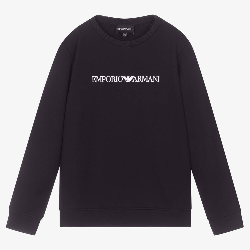 Emporio Armani - Sweat bleu marine Ado garçon | Childrensalon