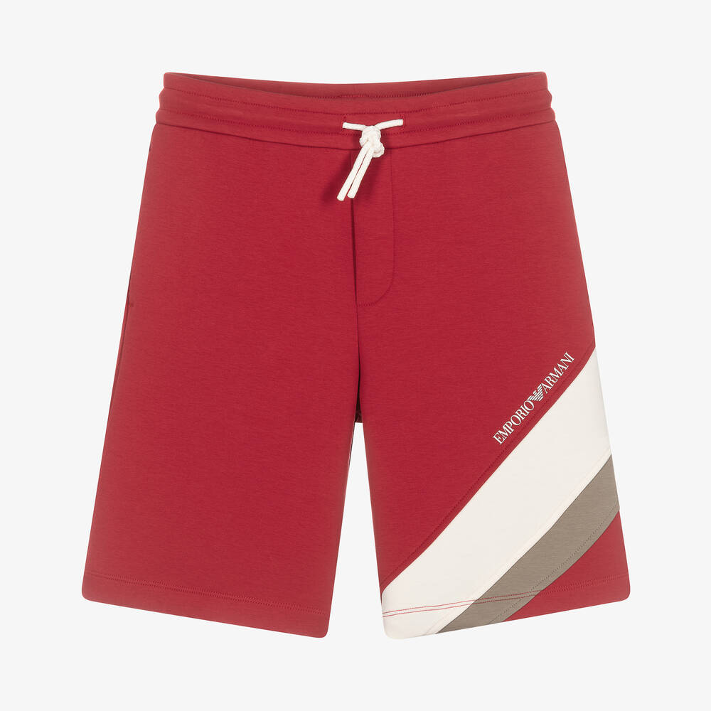 Emporio Armani - Teen Boys Red Cotton Jersey Shorts | Childrensalon