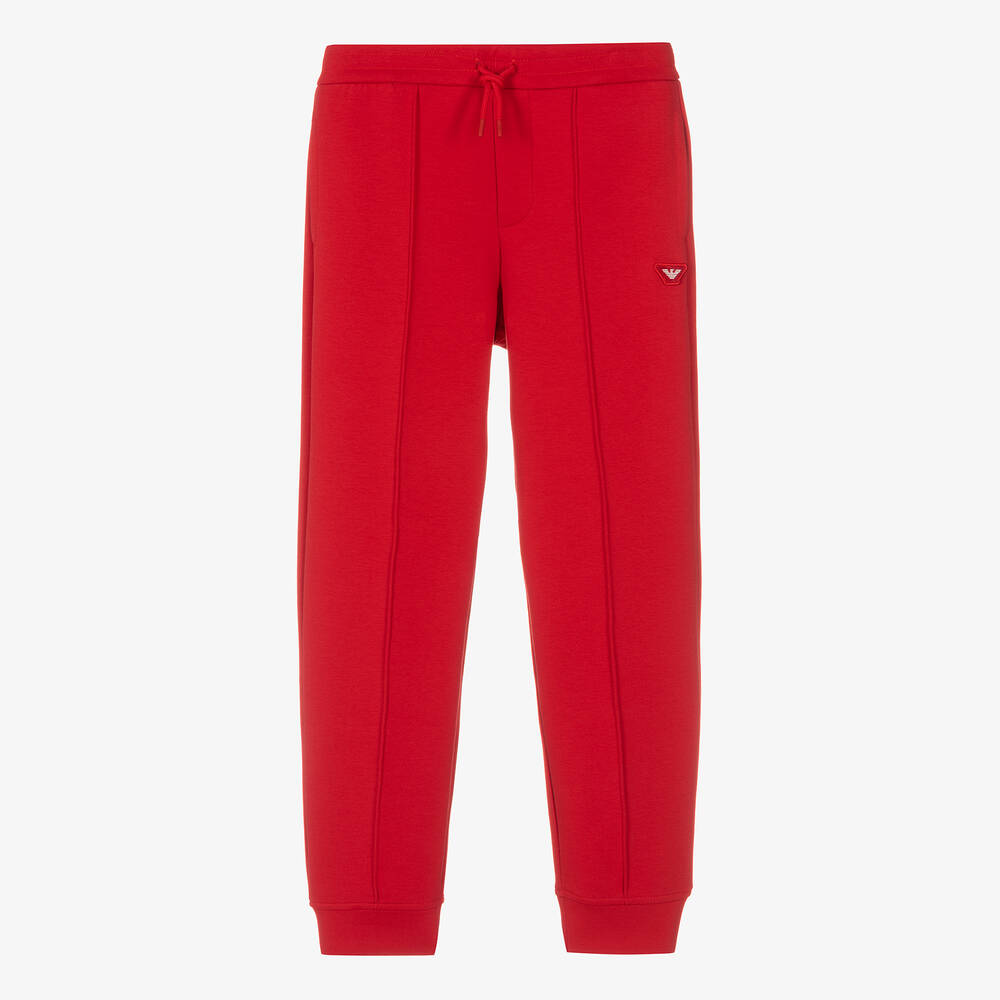 Emporio Armani-Teen Boys Red Cotton Joggers | Childrensalon Outlet