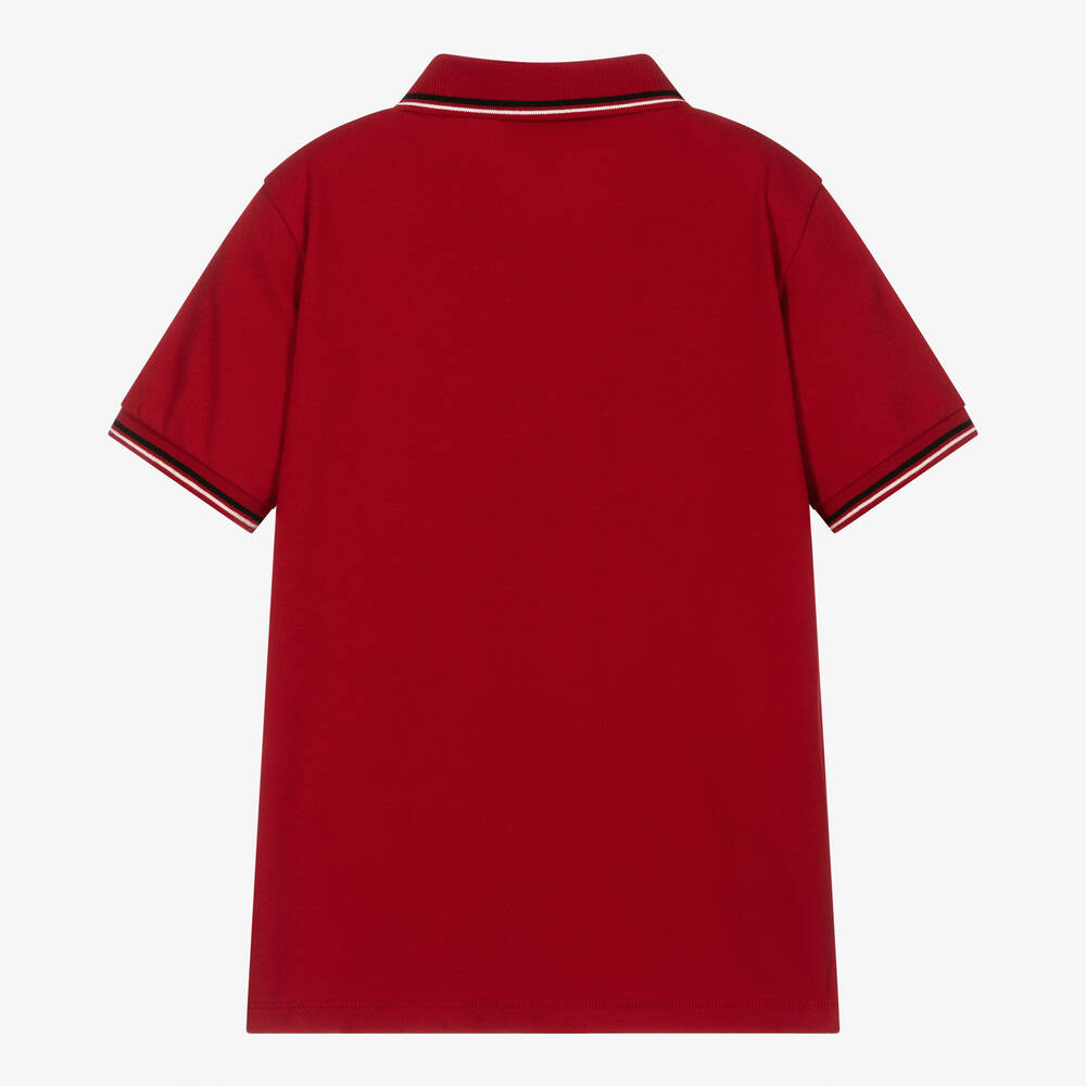 Emporio Armani Teen Boys Red Cotton Polo Shirt Childrensalon Outlet