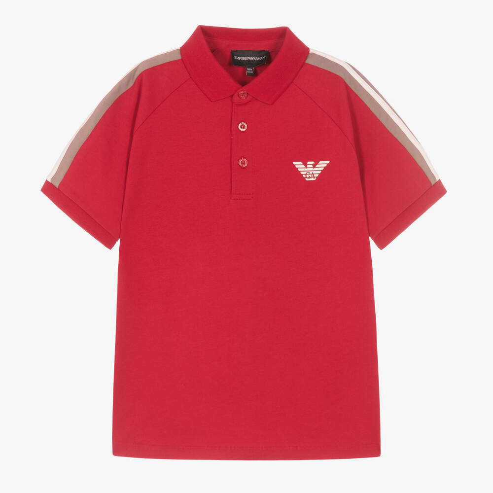 Emporio Armani - Rotes Teen Adler-Poloshirt | Childrensalon