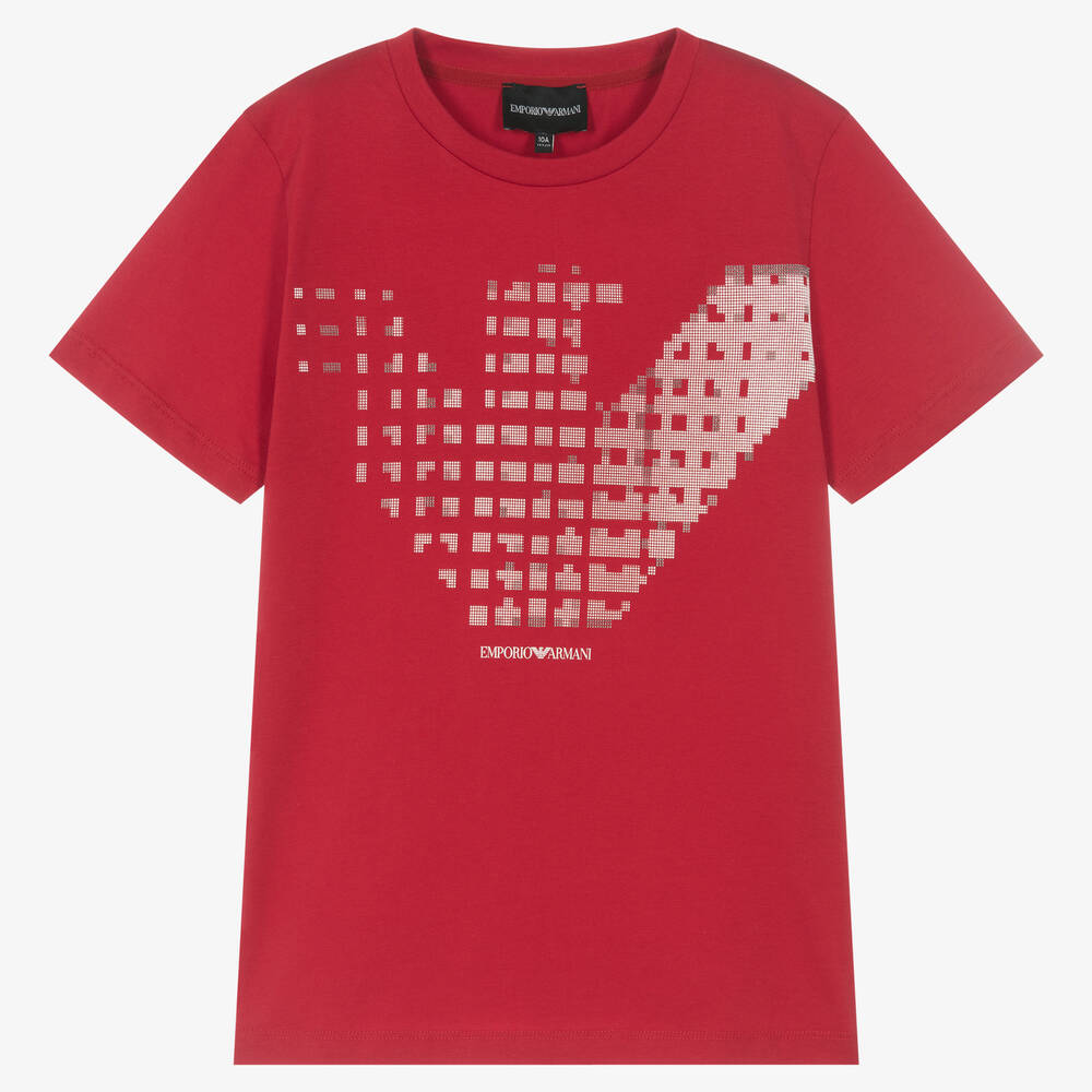 Emporio Armani - T-shirt rouge à motif ado garçon | Childrensalon