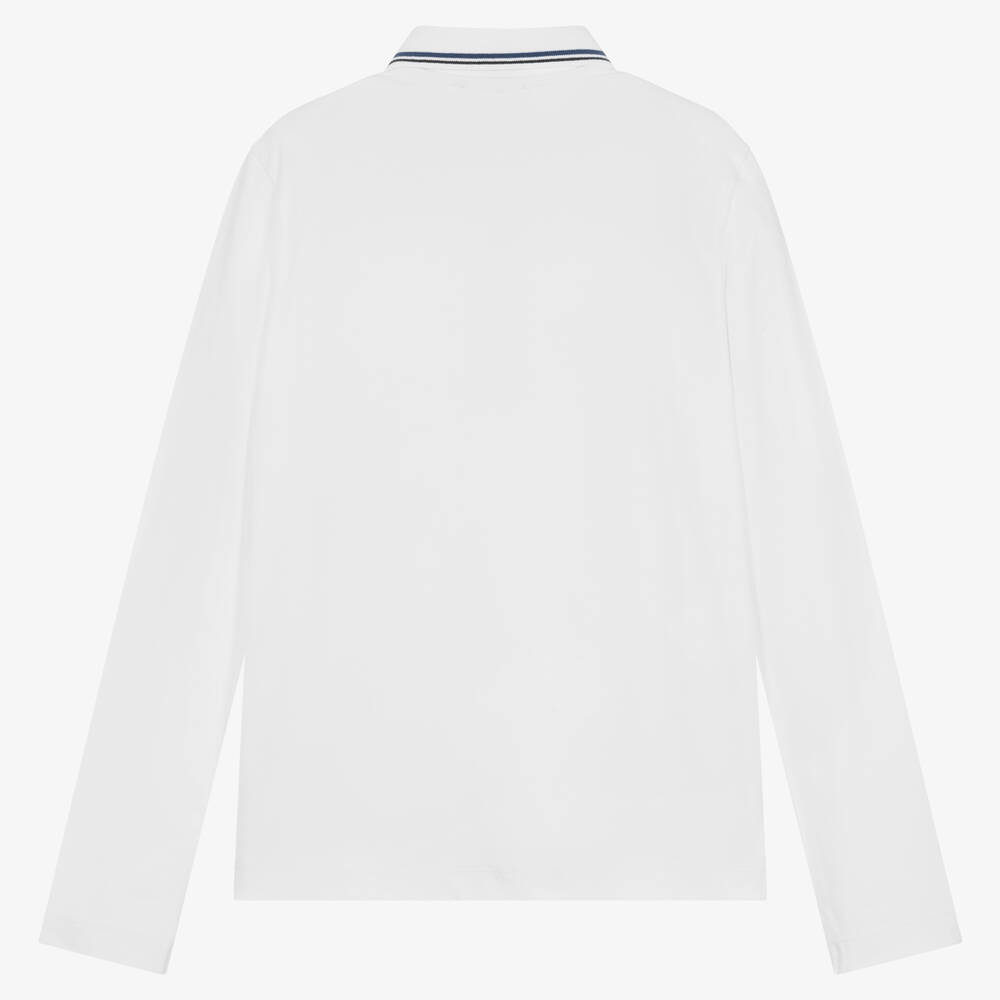 Emporio Armani-Teen Boys White Cotton Polo Shirt | Childrensalon Outlet